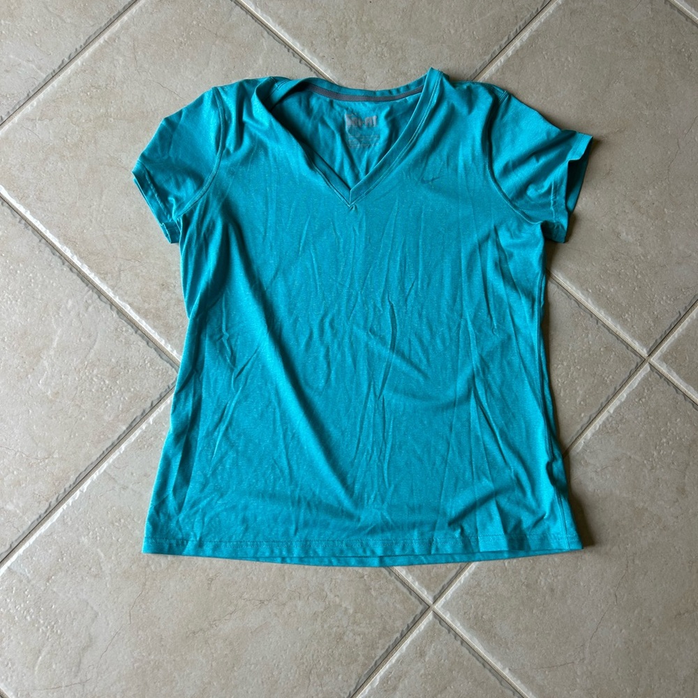 Women's Turquoise V-Neck Nike Dri Fit Shirt
